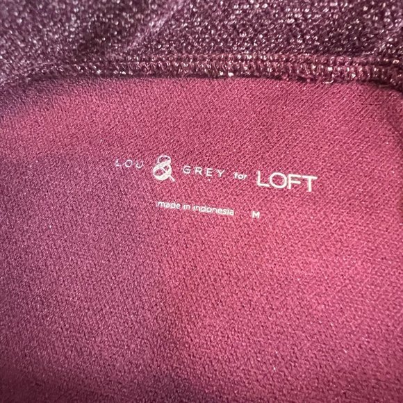 Lou Gray Loft Womens Pants Medium Purple Pull On Tuxedo Stripe Leggings 15978 - Picture 2 of 9